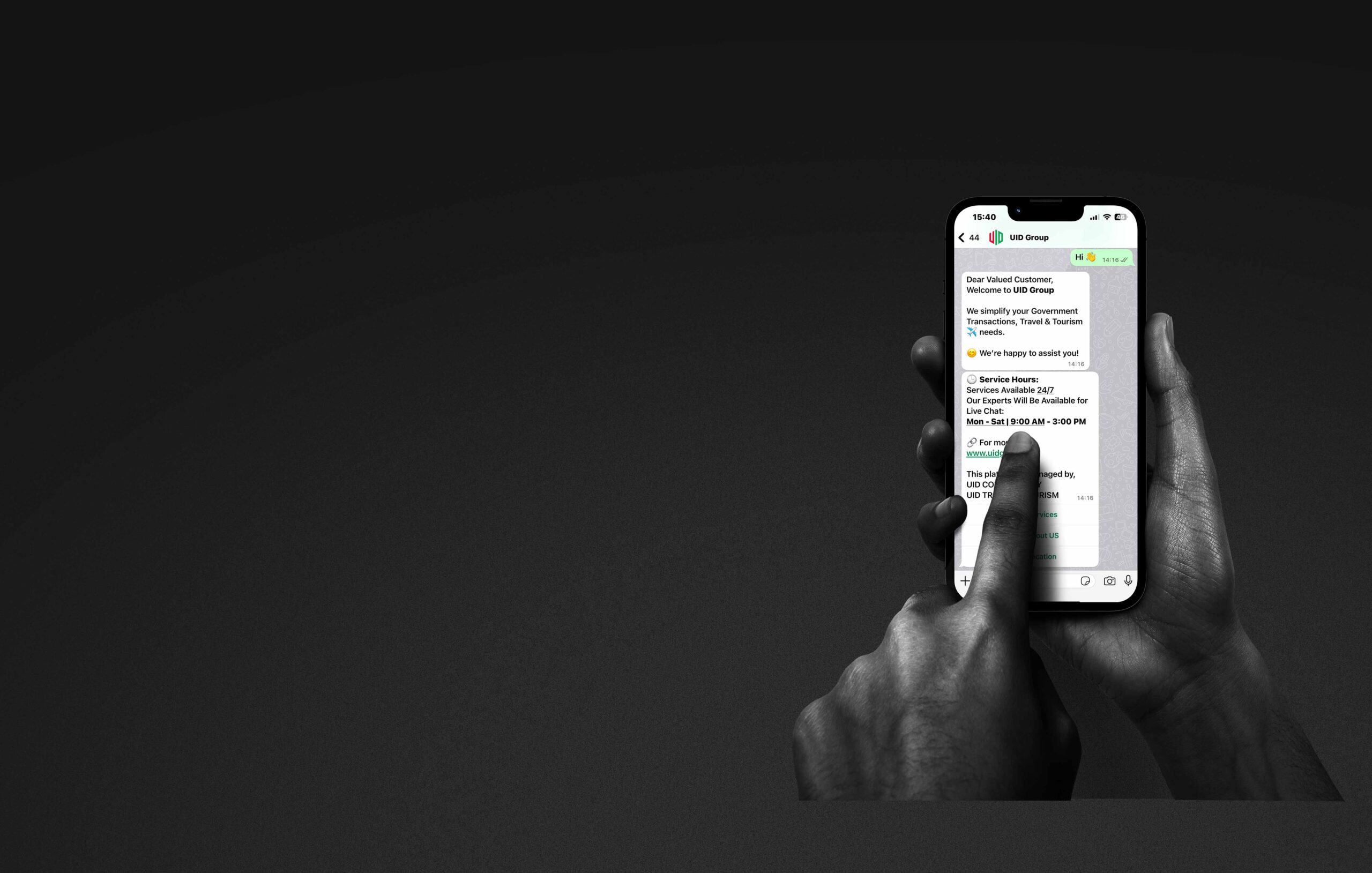 UID Business Services | Services Now Available on Phone